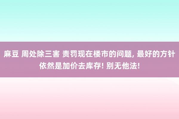 麻豆 周处除三害 责罚现在楼市的问题， 最好的方针依然是加价去库存! 别无他法!