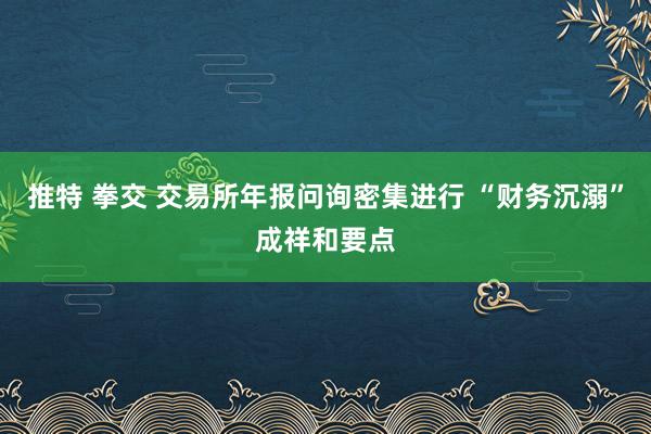 推特 拳交 交易所年报问询密集进行 “财务沉溺”成祥和要点