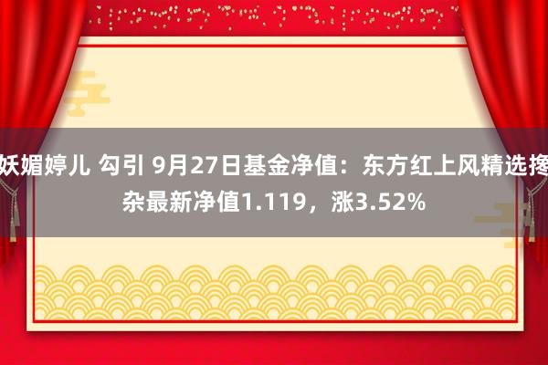 妖媚婷儿 勾引 9月27日基金净值：东方红上风精选搀杂最新净值1.119，涨3.52%