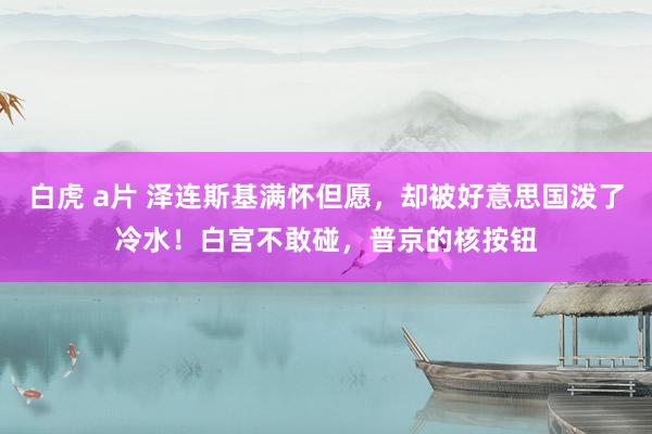 白虎 a片 泽连斯基满怀但愿，却被好意思国泼了冷水！白宫不敢碰，普京的核按钮