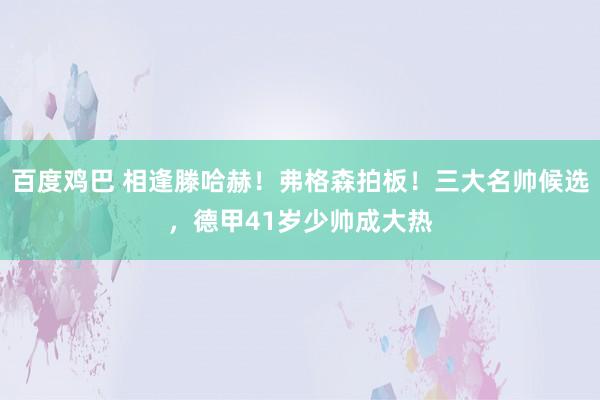 百度鸡巴 相逢滕哈赫！弗格森拍板！三大名帅候选，德甲41岁少帅成大热