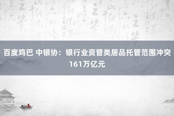 百度鸡巴 中银协：银行业资管类居品托管范围冲突161万亿元