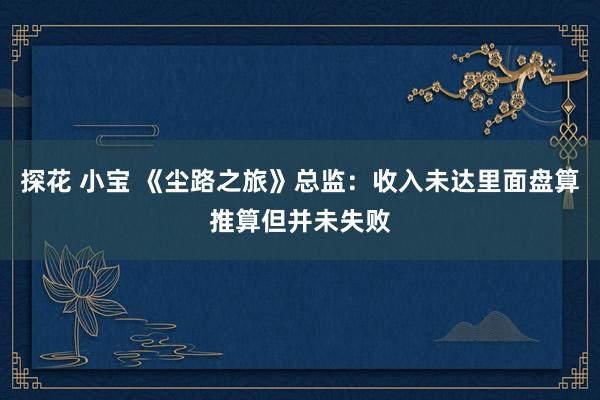 探花 小宝 《尘路之旅》总监：收入未达里面盘算推算但并未失败