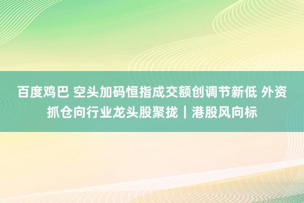 百度鸡巴 空头加码恒指成交额创调节新低 外资抓仓向行业龙头股聚拢｜港股风向标