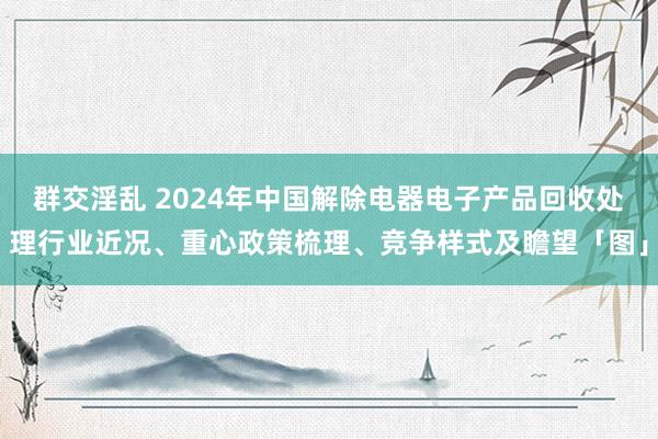 群交淫乱 2024年中国解除电器电子产品回收处理行业近况、重心政策梳理、竞争样式及瞻望「图」