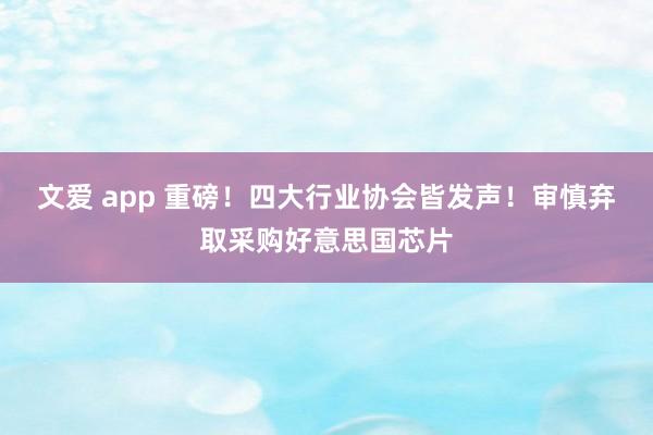 文爱 app 重磅！四大行业协会皆发声！审慎弃取采购好意思国芯片