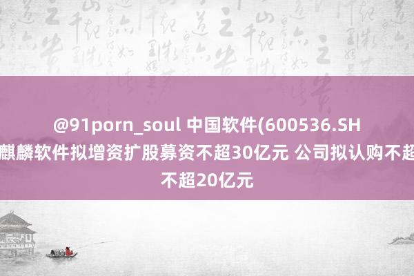 @91porn_soul 中国软件(600536.SH)子公司麒麟软件拟增资扩股募资不超30亿元 公司拟认购不超20亿元