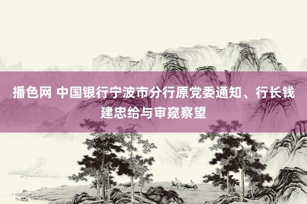 播色网 中国银行宁波市分行原党委通知、行长钱建忠给与审窥察望