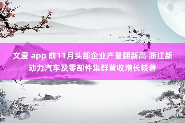 文爱 app 前11月头部企业产量翻新高 浙江新动力汽车及零部件集群营收增长较着