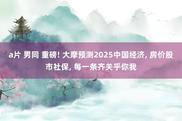 a片 男同 重磅! 大摩预测2025中国经济， 房价股市社保， 每一条齐关乎你我