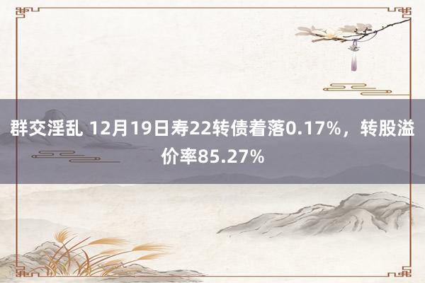 群交淫乱 12月19日寿22转债着落0.17%，转股溢价率85.27%