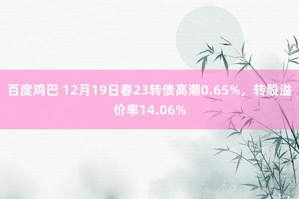 百度鸡巴 12月19日春23转债高潮0.65%，转股溢价率14.06%