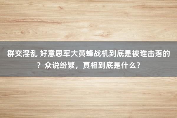 群交淫乱 好意思军大黄蜂战机到底是被谁击落的？众说纷繁，真相到底是什么？